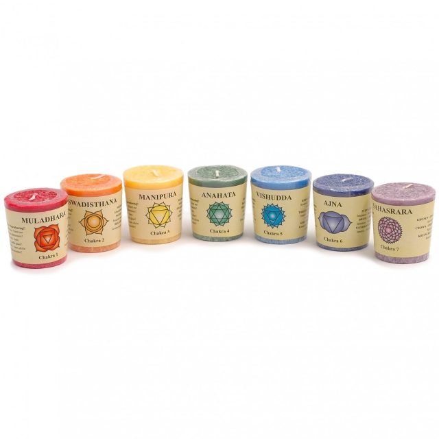 Healing Light Online Psychic Readings and Merchandise Chakra Candle set with essential oils