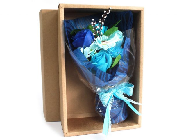 Healing Light Online Psychics and New-Age Shop Soap Flower Boxed Hand Bouquet Blue for Sale