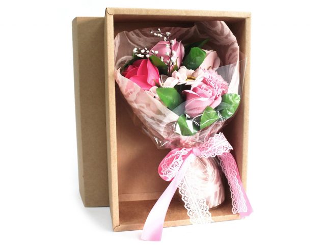 Healing Light Online Psychics and New-Age Shop Soap Flower Boxed Hand Bouquet Pink for Sale