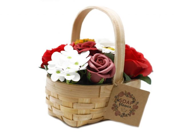 Healing Light Online Psychics and New-Age Shop Soap Flowers in Wicker Basket Red for Sale