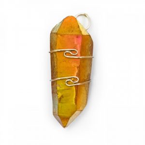 Healing Light Online Psychic Readings and Merchandise Golden Aura Quarz Wire Wrap Pendant
