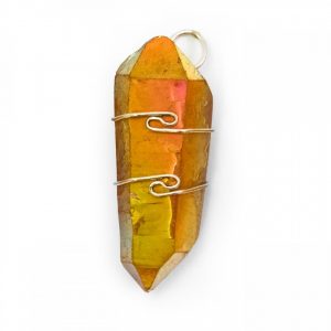 Healing Light Online Psychic Readings and Merchandise Golden Aura Quarz Wire Wrap Pendant