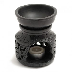 Healing Light Online Psychic Readings and Merchandise Black Essential Oil Burner in Soap stone