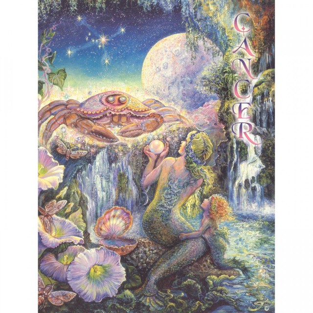 Healing Light Online Psychic Readings and Merchandise Zodiac Greeting Card Cancer by Josephine Wall