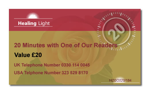 Healing Light Online psychics Voucher for 20 minutes reading - Healing Light
