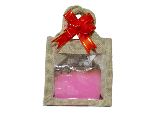 Healing Light Online Psychic Readings and Merchandise single pink soap in jute bag