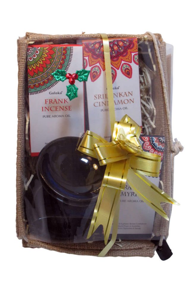 ealing Light Online Psychic Readings and Merchandise Christmas Oils in a jute box