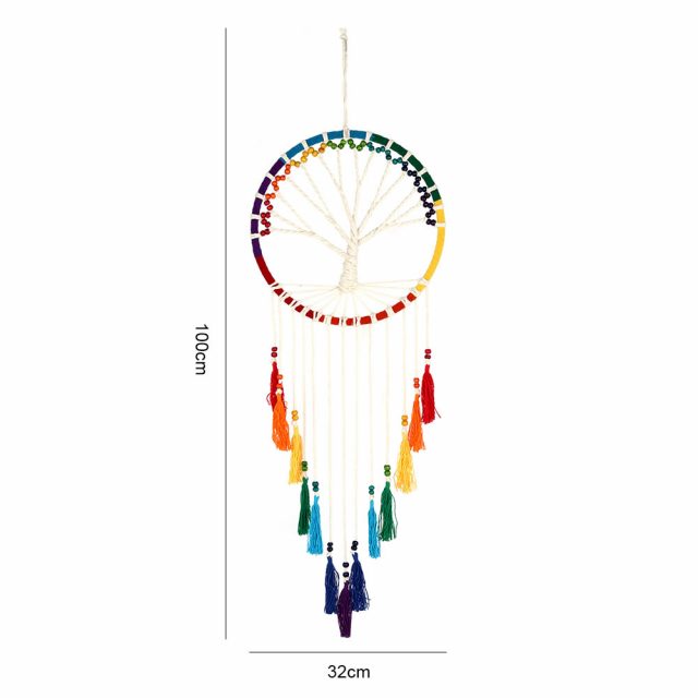 Healing Light 100cm Rainbow Beaded Tree of Life Dreamcatcher Dimensions