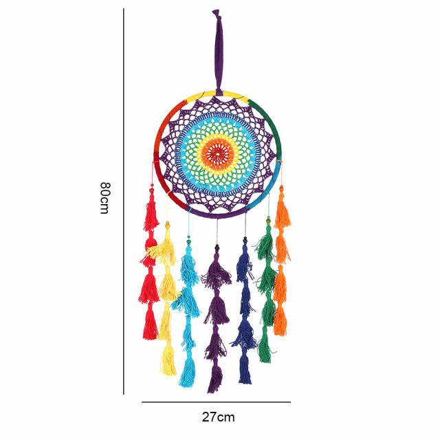 Healing Light 80cm Rainbow Crochet Dreamcatcher Dimensions