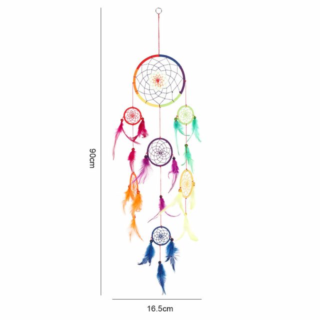 Healing Light 90cm Multi Rainbow Crochet Dreamcatcher Dimensions