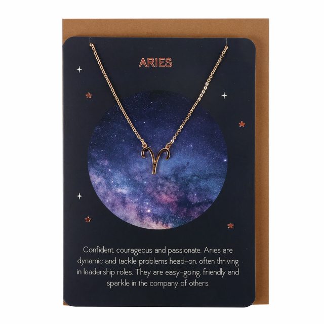 Healing Light Aries Zodiac Necklace Card Photo