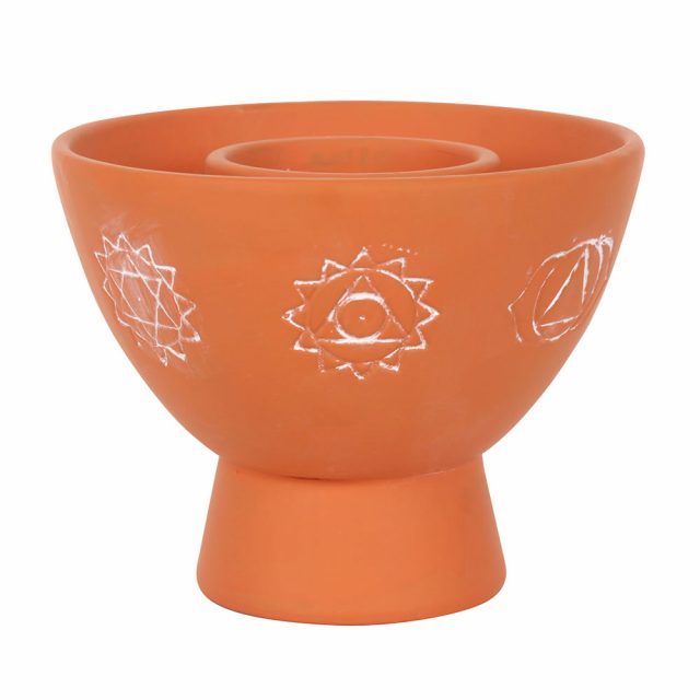 Healing Light Chakras Terracotta Smudge Bowl image 2
