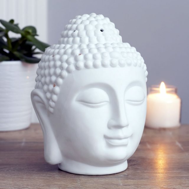 Healing Light White Buddha Head Oil Burner image 3