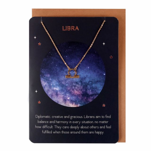 Healing Light Libra Zodiac Necklace Card Photo