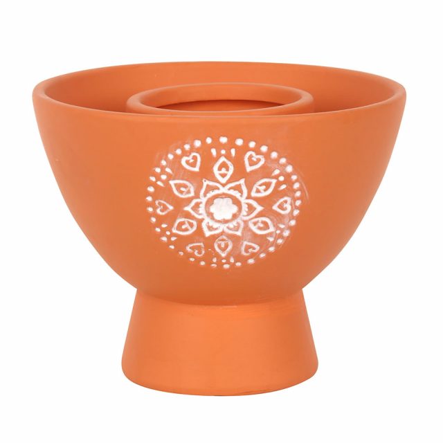Healing Light Palm Mandala Terracotta Smudge Bowl image 2