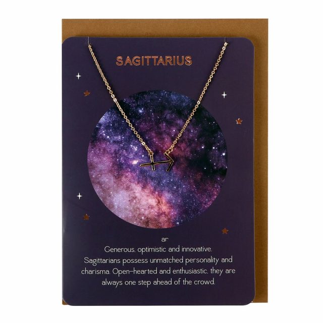 Healing Light Sagittarius Zodiac Necklace Card Photo