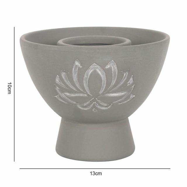 Healing Light Grey Lotus Terracotta Smudge Bowl image 4