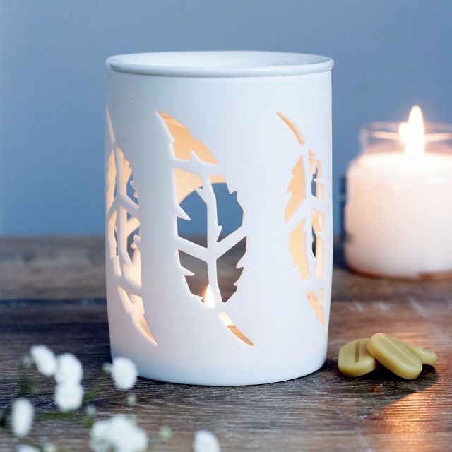 Healing Light White Feather Cut Out Oil Burner main image