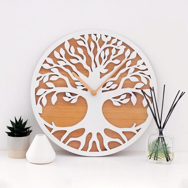 Healing Light 40cm White Tree of Life Cut Out Clock Photo