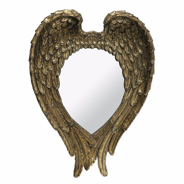 Healing Light 55cm Antique-Gold-Angel Wing Mirror Photo