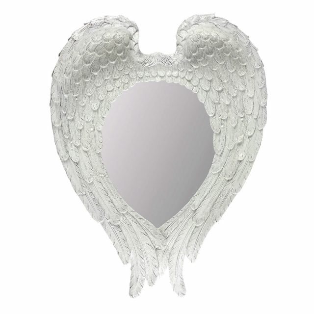 Healing Light 55cm White Glitter Angel Wing Mirror Photo