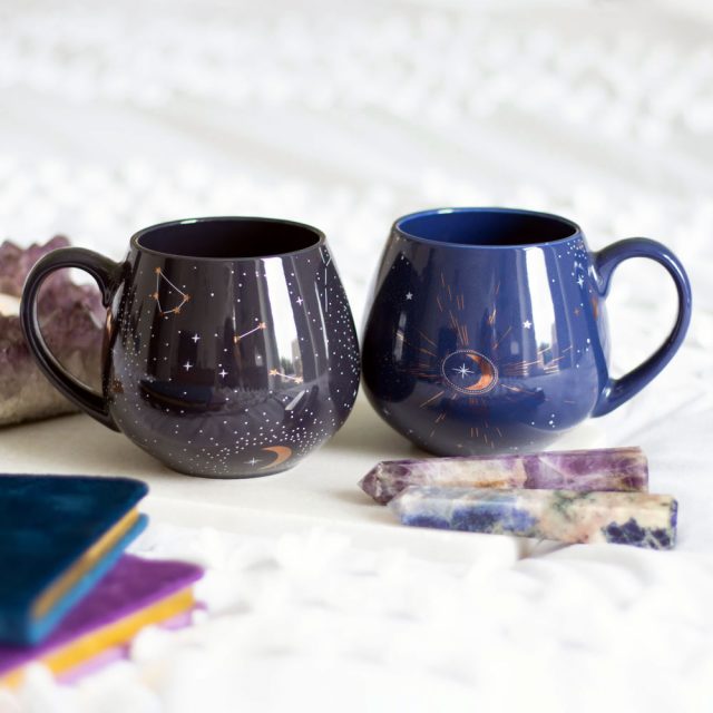 Healing Light Blue Crescent Moon Rounded Mugs Group photo