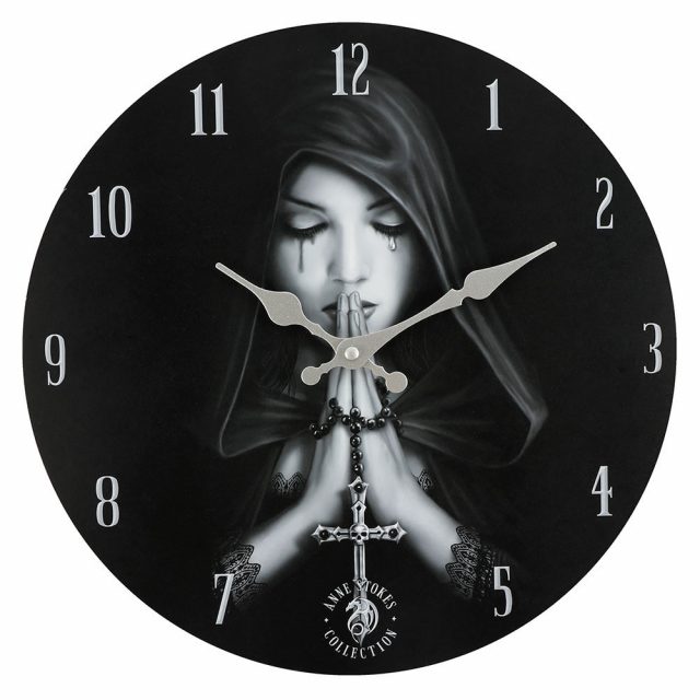 Healing Light Gothic Prayer Wall Clock by Anne Stokes Photo
