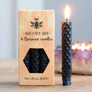 Healing Light Pack of 6 Black Beeswax Spell Candles Photo