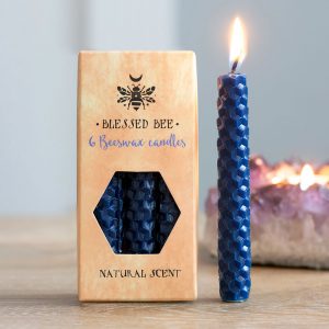 Healing Light Pack of 6 Blue Beeswax Spell Candles Photo