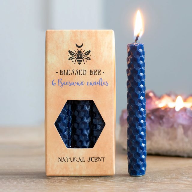 Healing Light Pack of 6 Blue Beeswax Spell Candles Photo