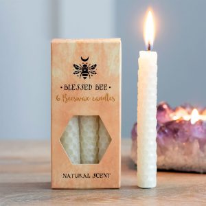 Healing Light Pack of 6 Cream Beeswax Spell Candles Photo
