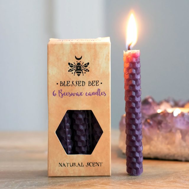 Healing Light Pack of 6 Purple Beeswax Spell Candles Photo
