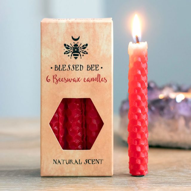 Healing Light Pack of 6 Red Beeswax Spell Candles Photo