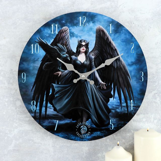 Healing Light Raven Wall Clock by Anne Stokes Photo