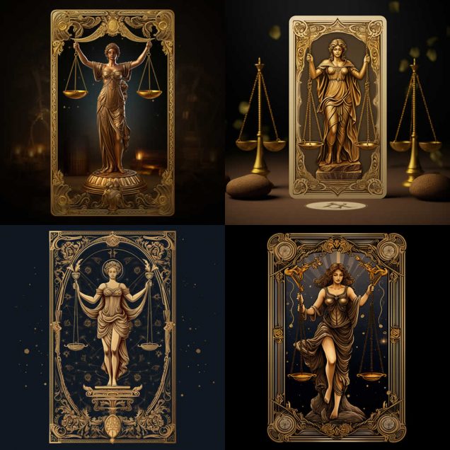 Justice Tarot Card Meaning, designs image