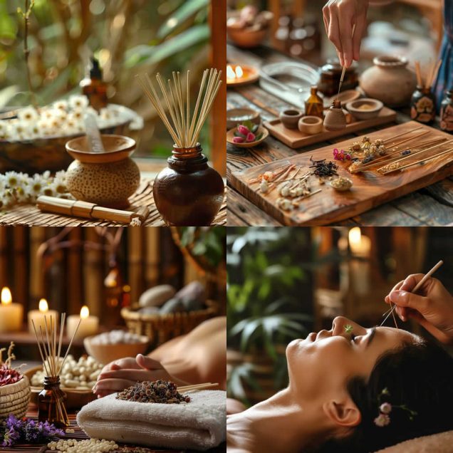 Healing Light, Exploring Alternative Therapies for Enhancing Wellbeing, such as acupuncture or aromatherapy, designs image